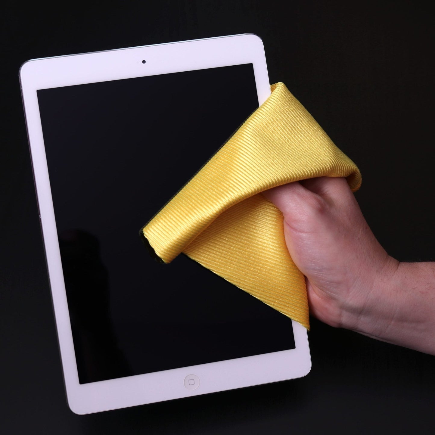 Shiny Gold Glass Cloths cleaning a tablet