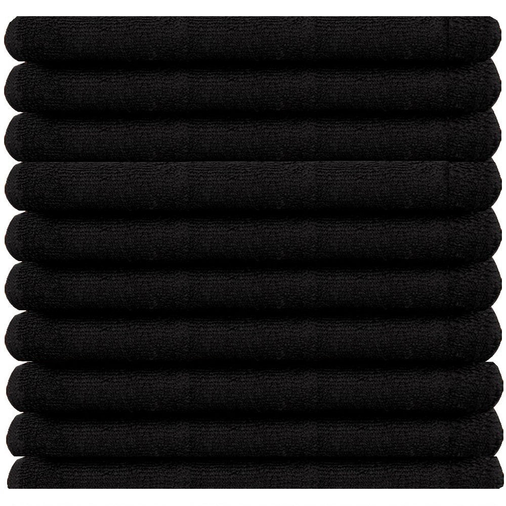 a stack of black car wash towels
