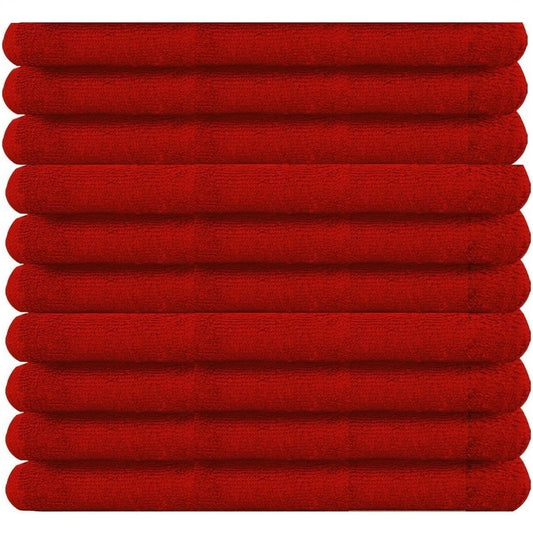 a stack of red car wash towels