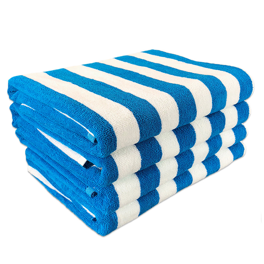 blue and white striped cabana towels
