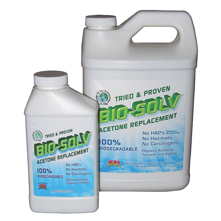 white half gallon and pint bottles of BioSolv